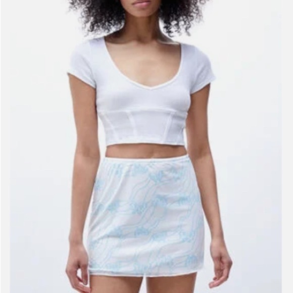 Pacsun Blue and White Mesh Mini Skirt - Picture 2 of 3